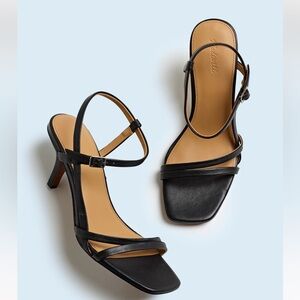 Madewell Shia Ankle Strap Sandal Womens 9 Black Strappy Heel